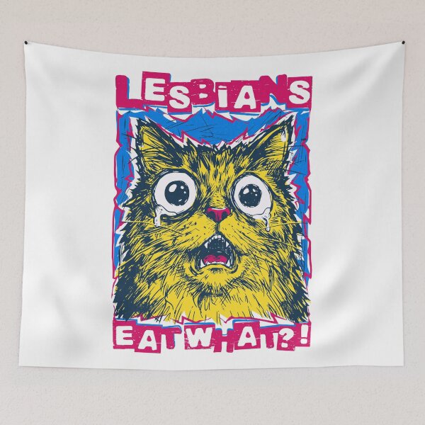 Item preview, Lesbians Eat What Shocked Cat Queer Punk Humor designed and sold by sXe-art.