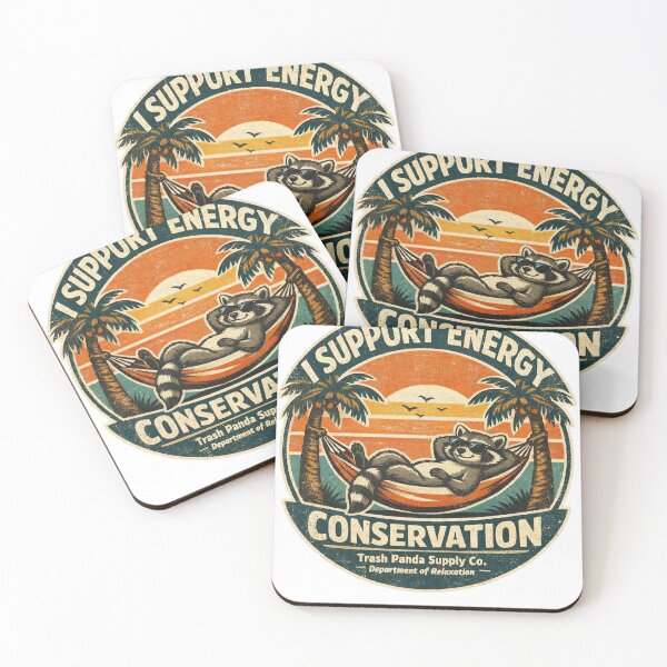 Item preview, Energy Conservation Funny Raccoon Vintage Relaxation designed and sold by CoolTShirtDesign.