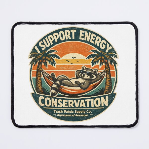 Item preview, Energy Conservation Funny Raccoon Vintage Relaxation designed and sold by CoolTShirtDesign.
