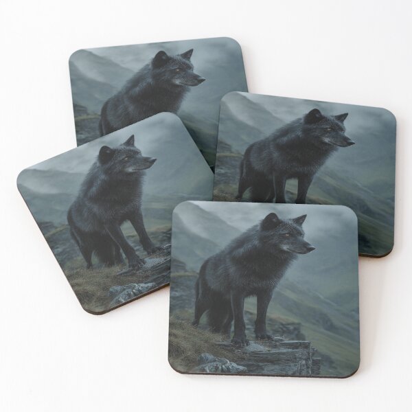 Item preview, Majestic Black Wolf Misty Mountain Wilderness designed and sold by NicolasGlowArt.