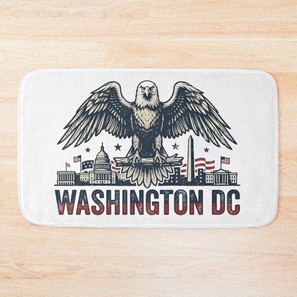 Item preview, Washington DC Patriotic Bald Eagle Vintage Skyline designed and sold by Fenay Designs.