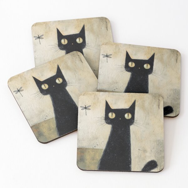 Item preview, Cat watches a dragonfly in art designed and sold by anytka.