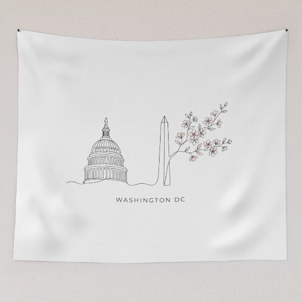 Item preview, Washington DC Minimal Line Art Capitol Cherry Blossom designed and sold by Fenay Designs.