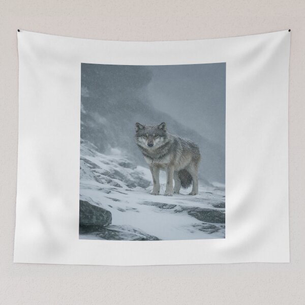 Item preview, Majestic Gray Wolf in Winter Snow Wilderness designed and sold by NicolasGlowArt.