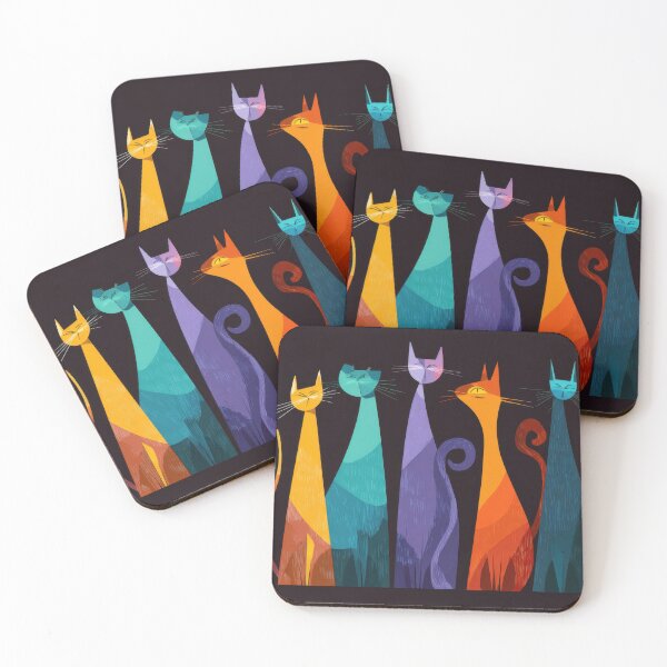 Item preview, Colorful cats standing in a row designed and sold by anytka.