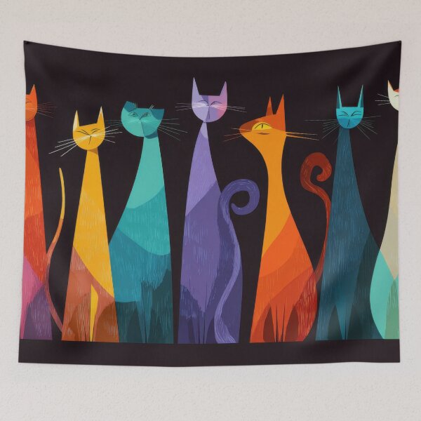 Item preview, Colorful cats standing in a row designed and sold by anytka.