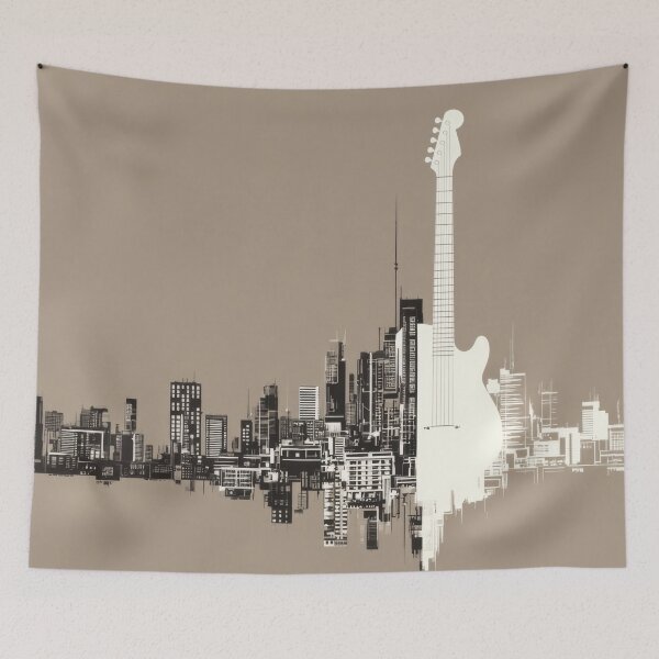 Item preview, City skyline with a guitar shape designed and sold by anytka.
