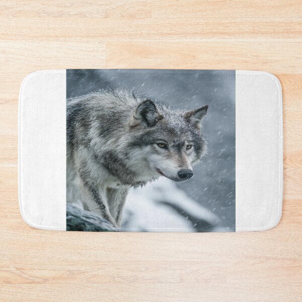 Item preview, Majestic Gray Wolf in Winter Snow Wildlife Portrait designed and sold by NicolasGlowArt.