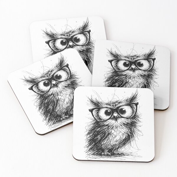 Item preview, An Owl Sketch Wearing Glasses, Minimalist Line Art Tee, Black And White Casual Style, Breathable And Comfortable, Trendy designed and sold by PINEZKA_DESIGN.