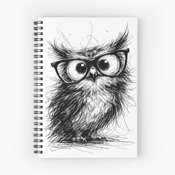 Item preview, An Owl Sketch Wearing Glasses, Minimalist Line Art Tee, Black And White Casual Style, Breathable And Comfortable, Trendy designed and sold by PINEZKA_DESIGN.