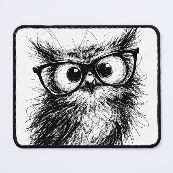 Item preview, An Owl Sketch Wearing Glasses, Minimalist Line Art Tee, Black And White Casual Style, Breathable And Comfortable, Trendy designed and sold by PINEZKA_DESIGN.