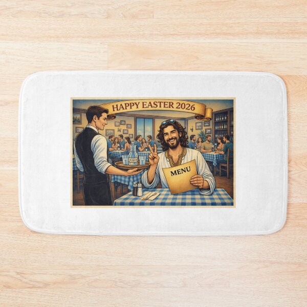 Item preview, Funny Easter 2026 – Jesus Italian Restaurant Acqua Water Humor Poster designed and sold by Gabmod14.