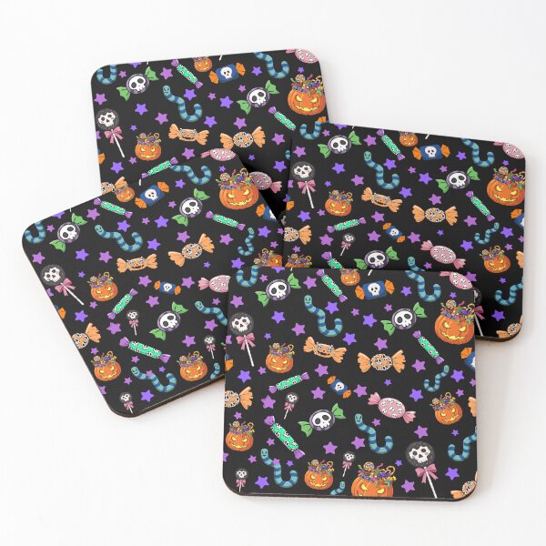 Item preview, Cute Halloween Candy Pattern  Spooky Sweets, Pumpkins, Skulls & Worms Seamless Design designed and sold by TheGentleGhoul.