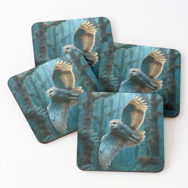 Item preview, Forest Flight Owl – Silent Wings in Blue Woods designed and sold by Erika Kaisersot.