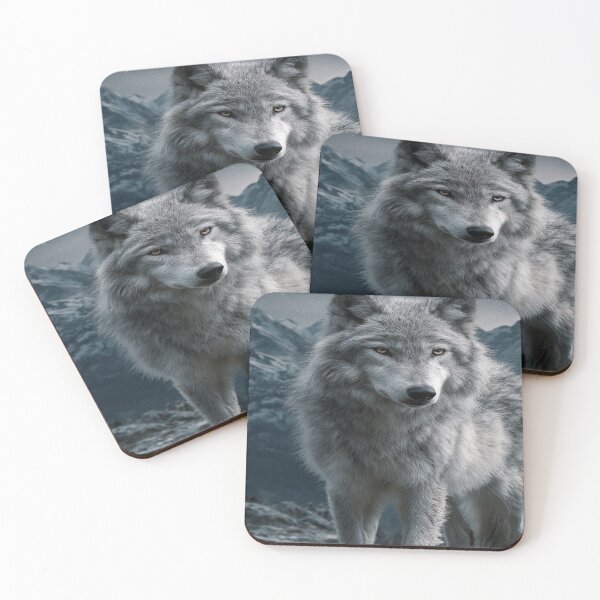 Item preview, Majestic Gray Wolf Starry Night Mountains designed and sold by NicolasGlowArt.