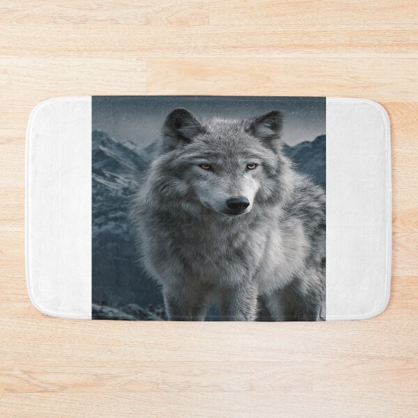 Item preview, Majestic Gray Wolf Starry Night Mountains designed and sold by NicolasGlowArt.