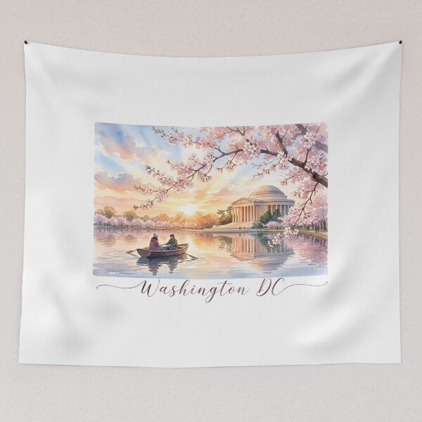 Item preview, Washington DC Watercolor Cherry Blossom Memorial Rowboat designed and sold by Fenay Designs.