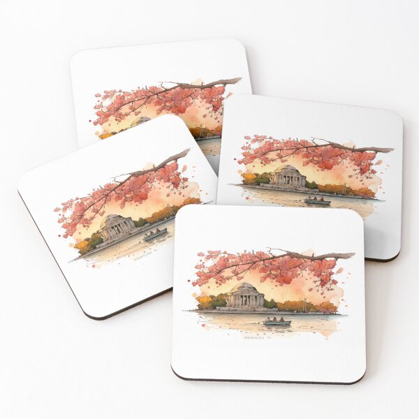 Item preview, Washington DC Watercolor Memorial Autumn Rowboat Scene designed and sold by Fenay Designs.