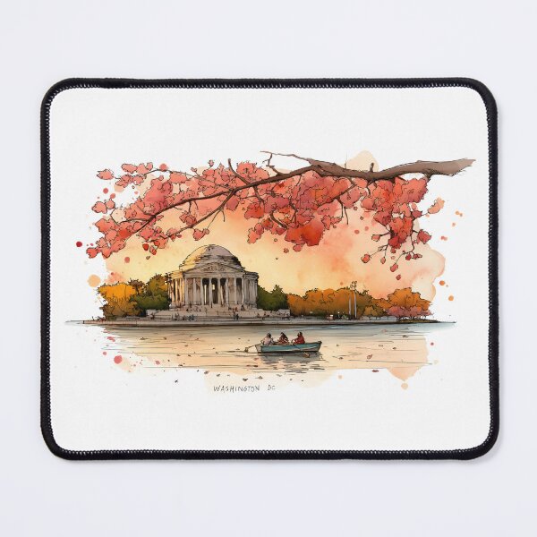 Item preview, Washington DC Watercolor Memorial Autumn Rowboat Scene designed and sold by Fenay Designs.