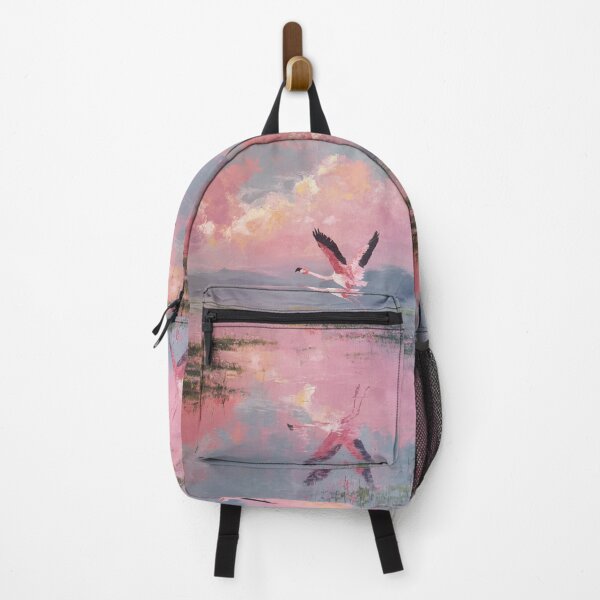 Item preview, A flock of Flamingos lifting into the air over shallow wetlands, Birds in Motion designed and sold by CDC40.
