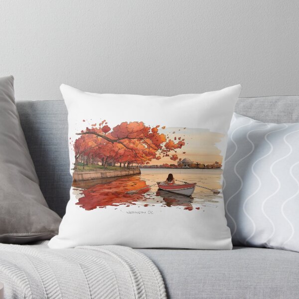 Artikelvorschau, Washington DC-Aquarell-rotes Laub-Gedenkboot entworfen und verkauft von Fenay Designs.