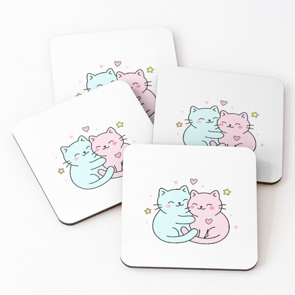 Item preview, Cute Kawaii Cat Couple Hugging  designed and sold by artwithsushie.