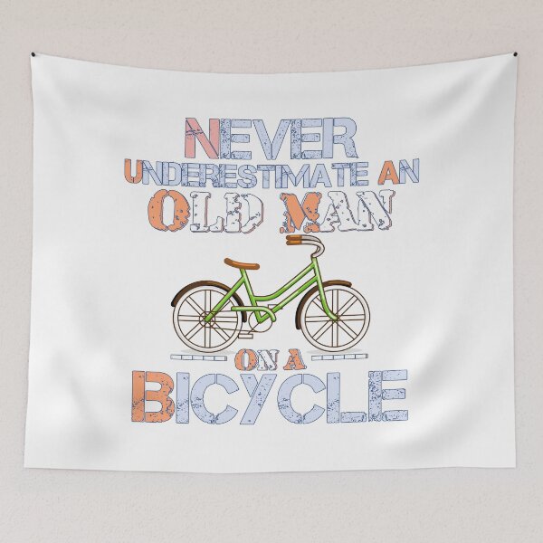 Item preview, Never Underestimate An Old Man On A Bicycle - Funny Cycling Quote Art Print designed and sold by DesignArtist.ia.