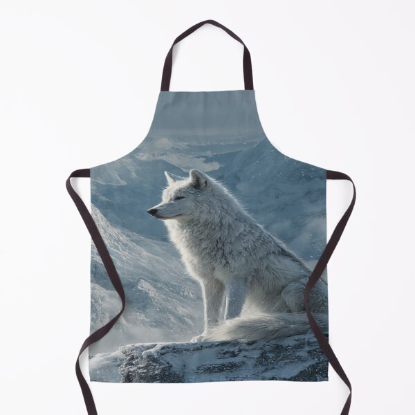 Item preview, Majestic White Arctic Wolf Snowy Mountain Scene designed and sold by NicolasGlowArt.