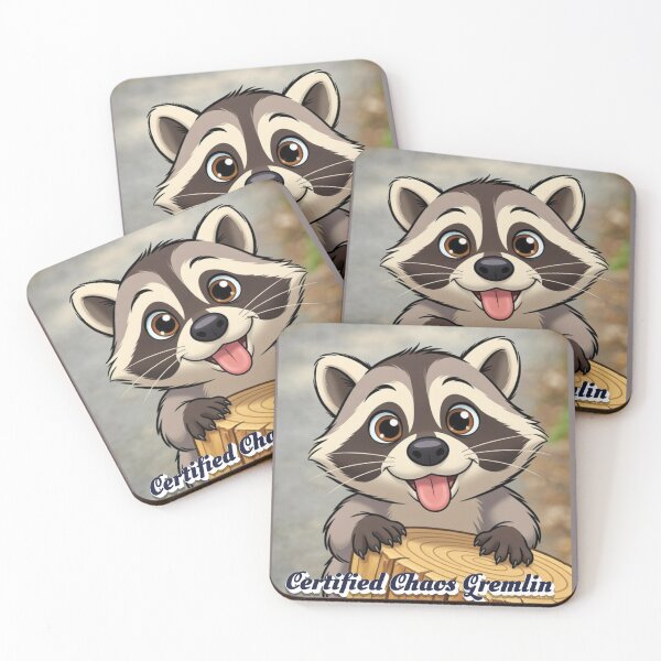 Item preview, Cute Cartoon Raccoon Peeking Over a Log with Tongue Out "Certified Chaos Gremlin" designed and sold by HALYNA070824.