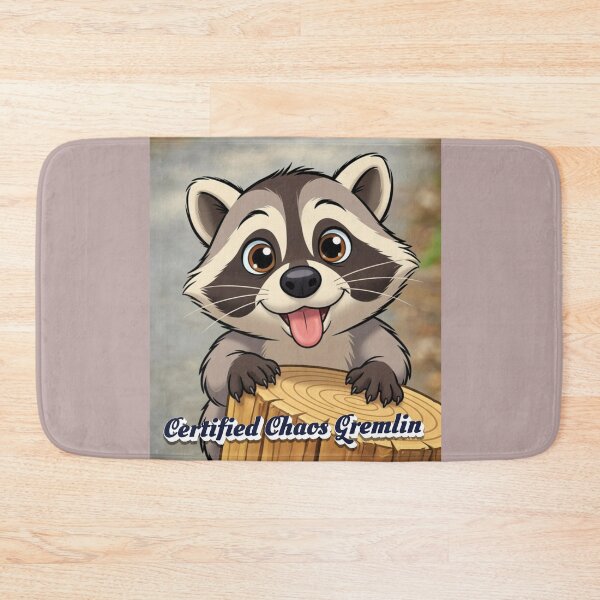 Item preview, Cute Cartoon Raccoon Peeking Over a Log with Tongue Out "Certified Chaos Gremlin" designed and sold by HALYNA070824.