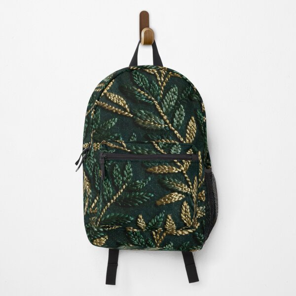 Item preview, Seamless Gold & Dark Green Embroidered Leaf Pattern – Luxury Botanical Micro Design designed and sold by JazzDynamo.