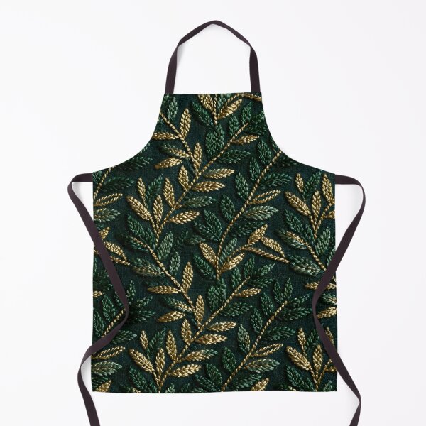 Item preview, Seamless Gold & Dark Green Embroidered Leaf Pattern – Luxury Botanical Micro Design designed and sold by JazzDynamo.