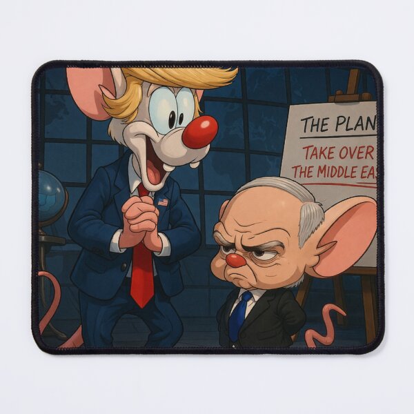 Item preview, Trump as Pinky and Netanyahu as The Brain - 90s Cartoon Parody designed and sold by Resilient Roots Customs Oakland.