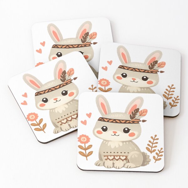 Item preview, Cute Boho Bunny – Kawaii Rabbit Illustration designed and sold by myforestfog.