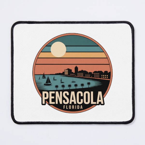 Item preview, Pensacola Florida: Retro Teal Orange Peach Sunset Coastal Skyline designed and sold by CircinusStore.