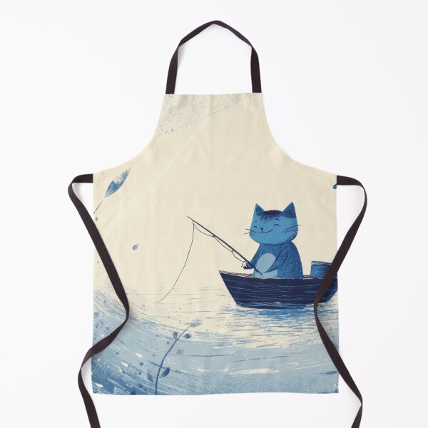 Item preview, Cat fishes in a small boat on water designed and sold by anytka.