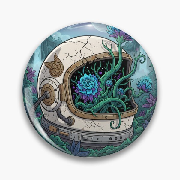 Item preview, Abandoned Astronaut Helmet Nature Overgrown Space Art designed and sold by octozap.