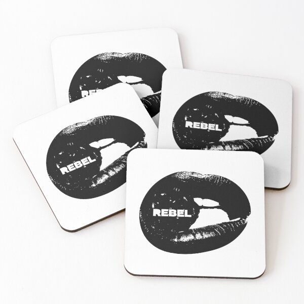 Item preview, Black monochrome image of lips biting a rebel candy designed and sold by BonesAndCandy.