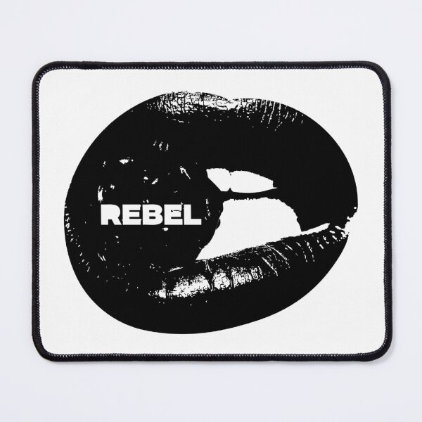 Item preview, Black monochrome image of lips biting a rebel candy designed and sold by BonesAndCandy.