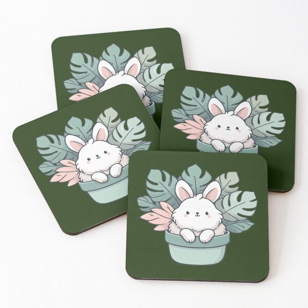 Item preview, Whimsical Bunny in Flower Pot – Tropical Design designed and sold by Dogandesighn.