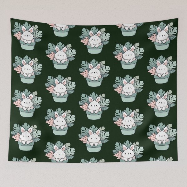 Item preview, Whimsical Bunny in Flower Pot – Tropical Design designed and sold by Dogandesighn.
