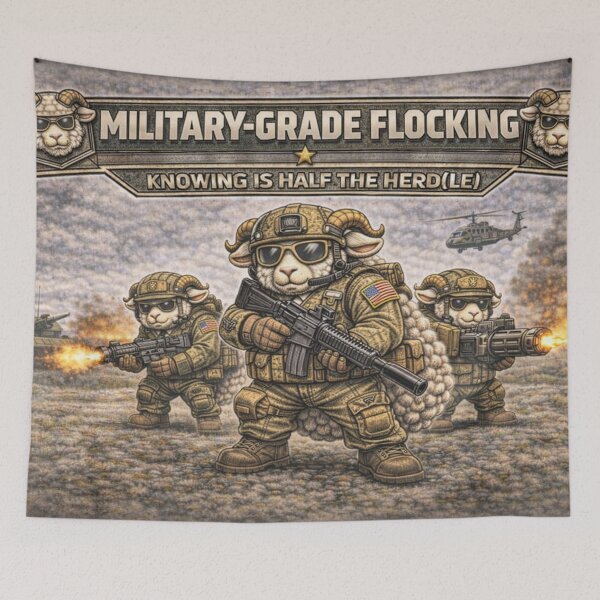 Item preview, Military-Grade Flocking – Sheep-I Joe Combat Squad Parody designed and sold by Thpoar.