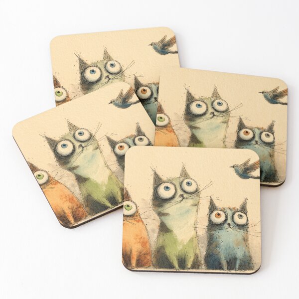 Item preview, Three cats watch a bird in the sky designed and sold by anytka.