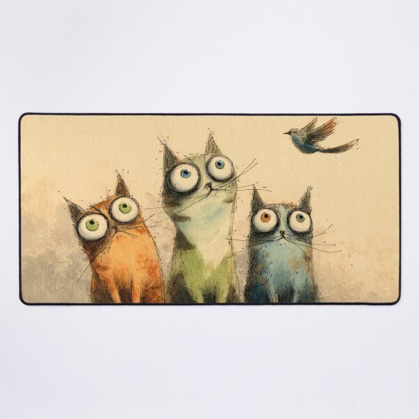 Item preview, Three cats watch a bird in the sky designed and sold by anytka.