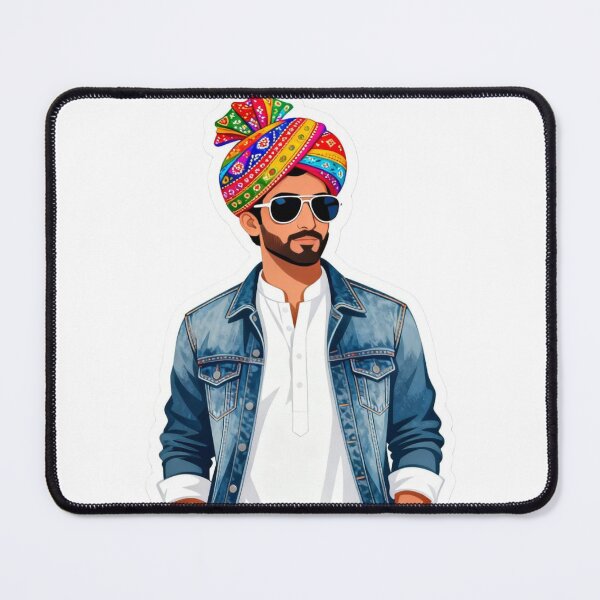 Item preview, Cool Desi Man Sticker: Vibrant Pagri & Shades designed and sold by DesertFlowArt.