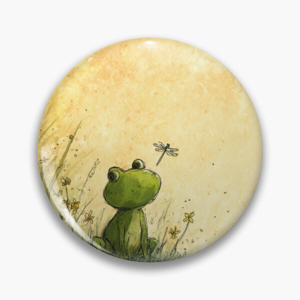 Item preview, Frog watches dragonfly in the garden designed and sold by anytka.