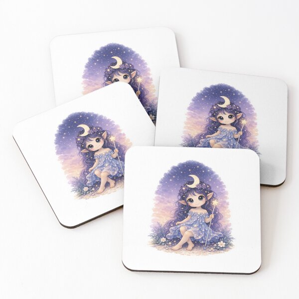 Item preview, Night Fairy Fantasy Character Starry Moon Aesthetic – Little Whimsy Friends designed and sold by MixArtStudio77.
