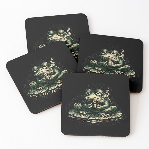 Item preview, Melancholic Frog Coffee on a Lilypad Lofi Art designed and sold by SplashTastic.