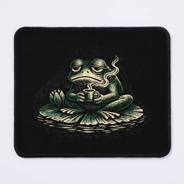Item preview, Melancholic Frog Coffee on a Lilypad Lofi Art designed and sold by SplashTastic.