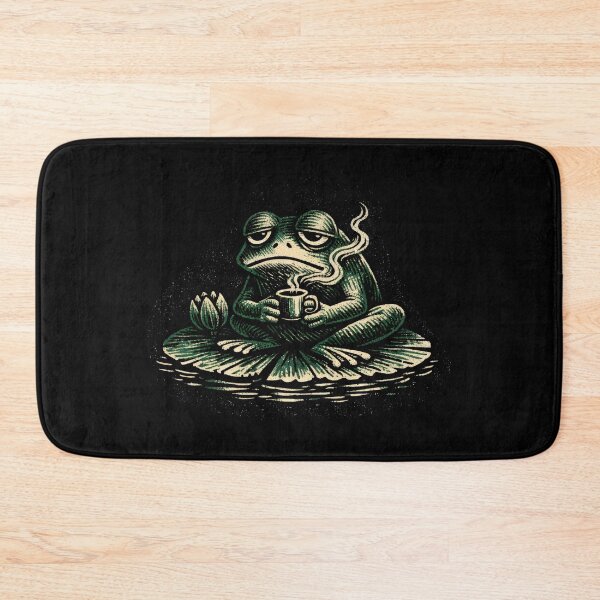 Item preview, Melancholic Frog Coffee on a Lilypad Lofi Art designed and sold by SplashTastic.